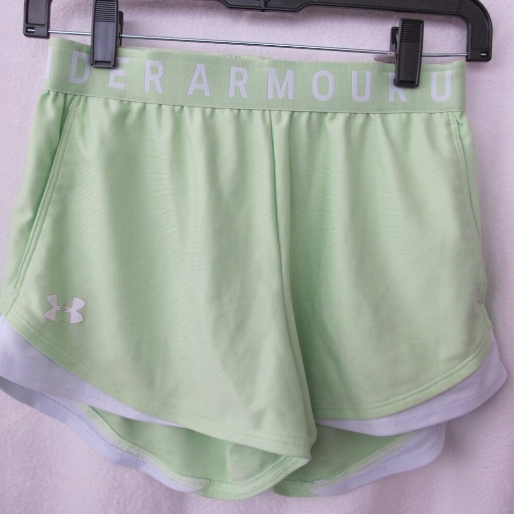 Under Armour Light Green Athletic Shorts with White Trim